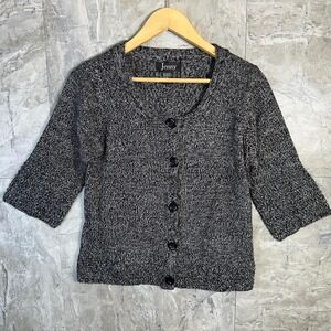 Grey and black 3/4 sleeve Sweater with 5 button closure Jenny Woman's Medium